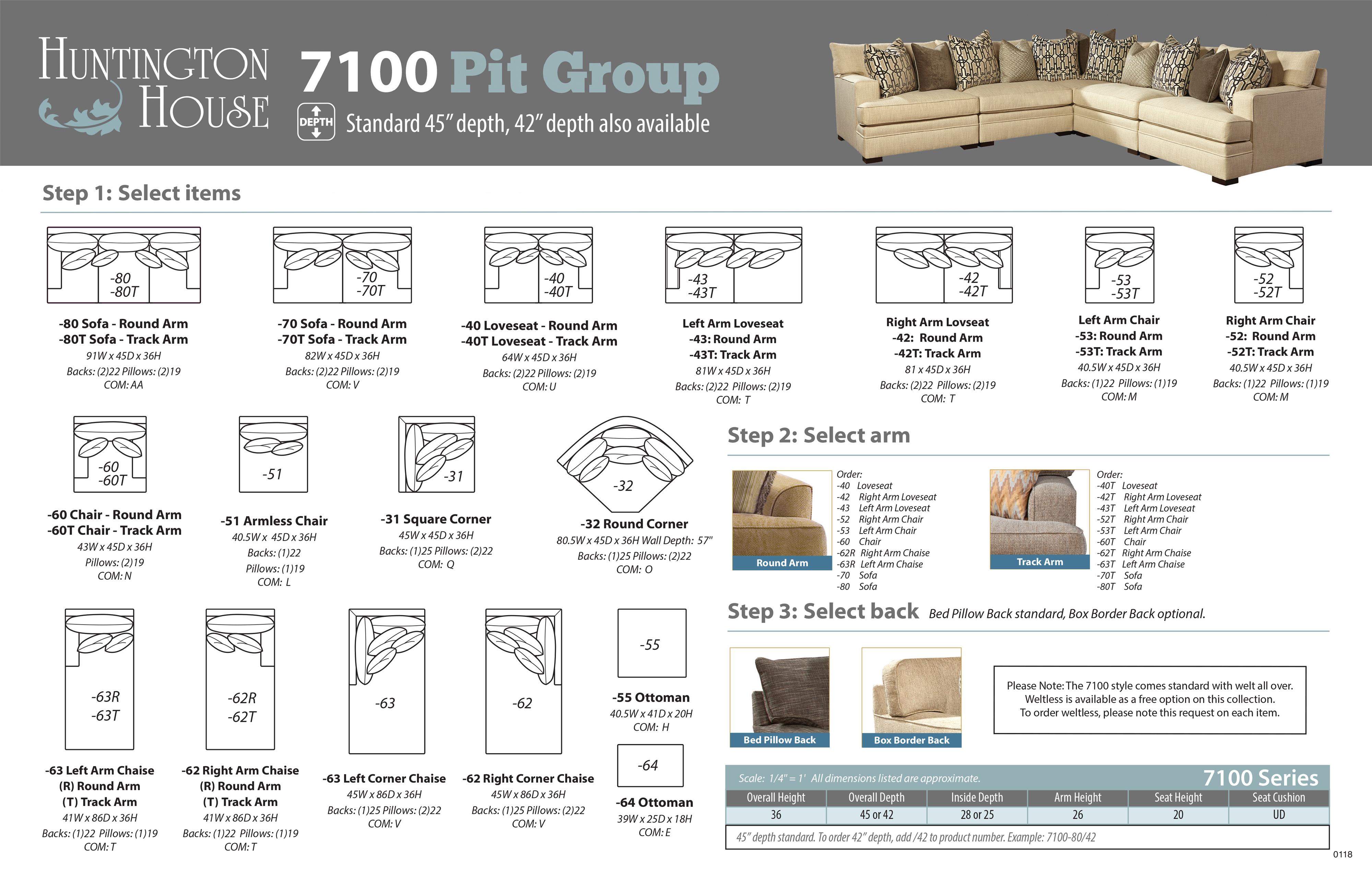 Huntington House 7100 Godfrey Contemporary U-Shape Sectional Sofa With ...